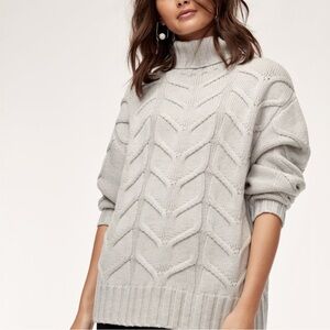 Artizia Wilfred Merino Wool Champeaux Sweater Size XXS Turtleneck Cableknit Grey